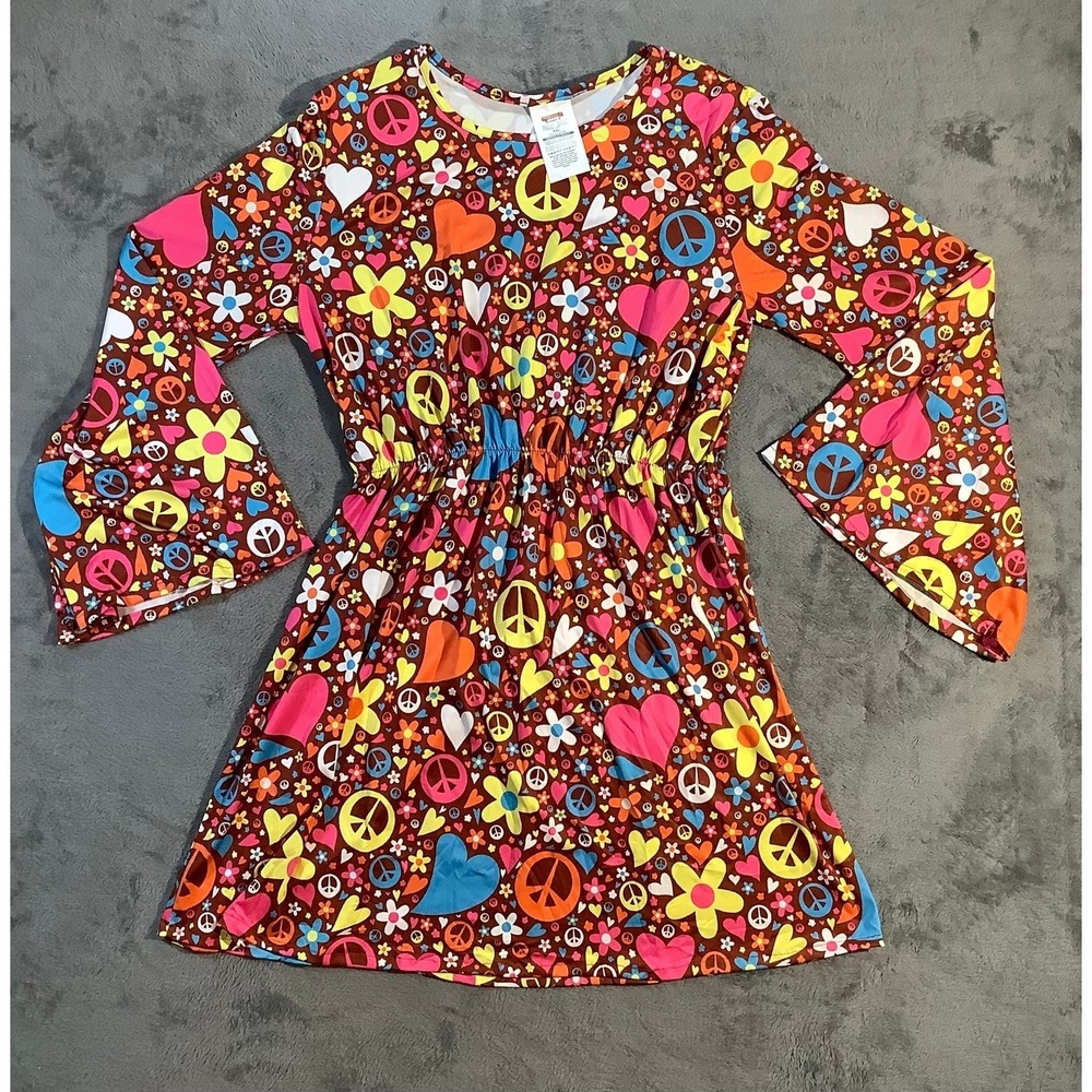 Hippie Hottie Costume Dress Women's XXL 60s 70s Retro